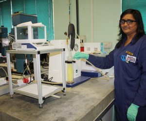 Air release instrument operated by senior WearCheck lab assistant Sheila Naidoo.jpg